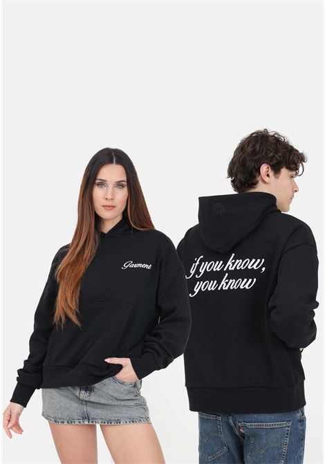 Black sweatshirt for men and women, logo sewn on the front GARMENT WORKSHOP | S4GMUAHS047GW009